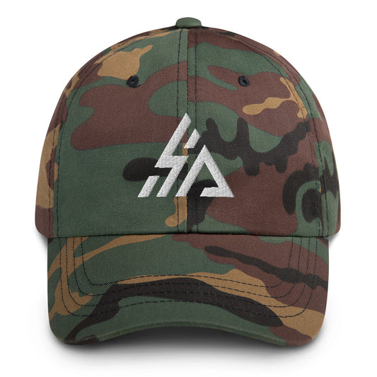 White Stitched HIA Camo Dad hat